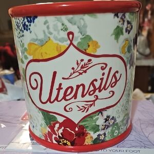The Pioneer Woman Floral Utensil Holder with Red and Yellow Accents